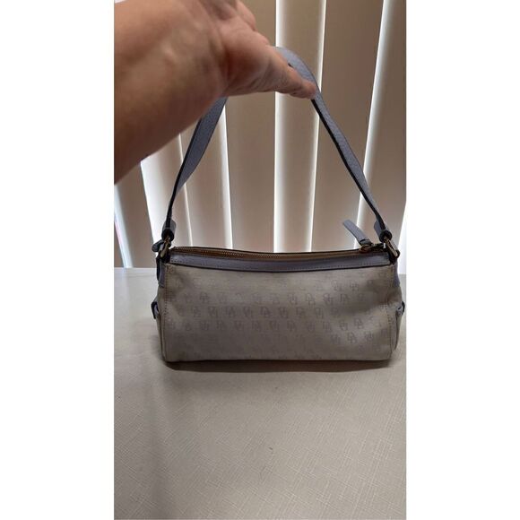 Dooney & Bourke Womens Leather Double Front Pockets Light Blue Shoulder Handbag - Picture 4 of 12